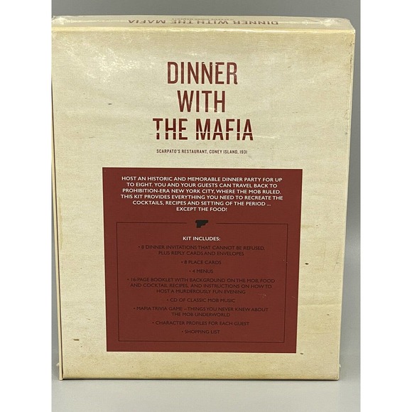 Dinner with the Mafia Mob Themed Dinner Party Kit & Trivia Dining Game & CD NEW - Picture 2 of 9